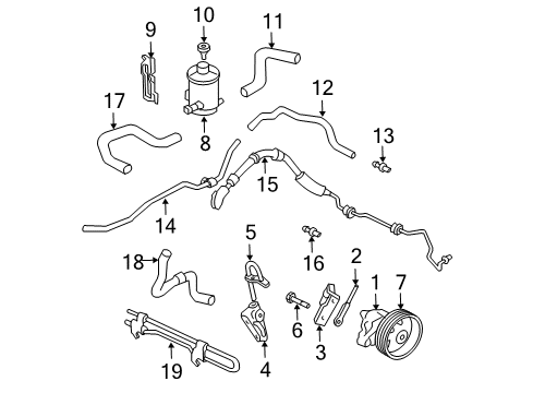 2003 Honda Pilot P/S Pump & Hoses, Steering Gear & Linkage Hose, Return Diagram for 53734-S3V-A01