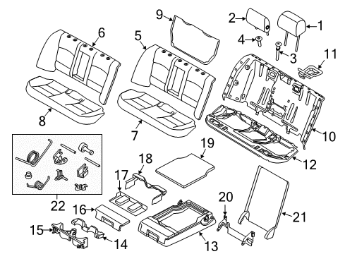 2012 BMW 550i Rear Seat Components Frame, Cupholder Diagram for 52207277924