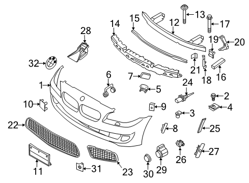 2014 BMW M5 Front Bumper Support, Front Diagram for 51118047390