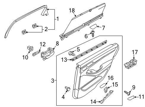 2018 Genesis G80 Rear Door Curtain-Rear Door, RH Diagram for 83362-B1000-RNB