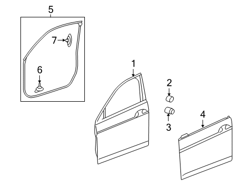 2010 Honda Accord Crosstour Front Door Weatherstrip, R. FR. Door Diagram for 72310-TP6-A01