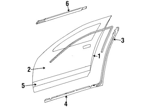 1988 Nissan Stanza Front Door & Components, Outside Mirrors, Exterior Trim MOULDING Front Door RH Diagram for 80820-21R00