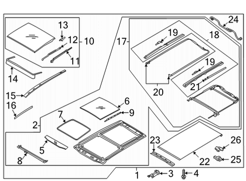 2021 Kia Sorento Sunroof RAIL ASSY-RR, LH Diagram for 81627P2000