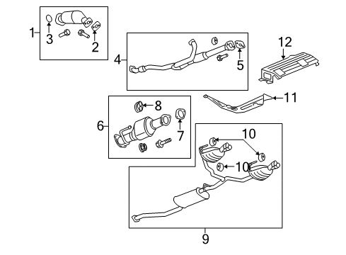 2009 Saturn Outlook Exhaust Components Muffler & Pipe Diagram for 25980635