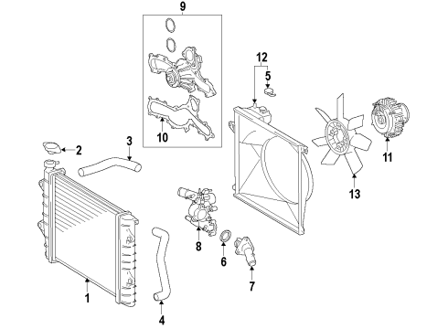 2011 Toyota Tacoma Cooling System, Radiator, Water Pump, Cooling Fan Lower Hose Diagram for 16572-0P020