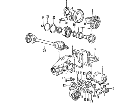 1996 BMW 328i Rear Axle, Axle Shafts & Joints, Differential, Drive Axles, Propeller Shaft Universal Joint Diagram for 26117511454