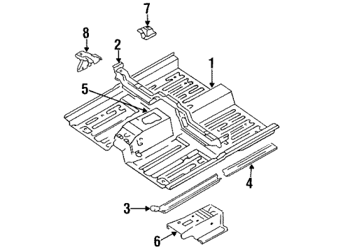 1997 Nissan Sentra Pillars, Rocker & Floor - Floor & Rails Floor Front Diagram for 74312-8B731