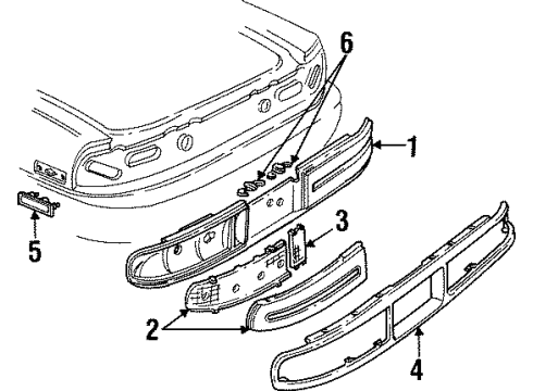 1995 Buick Park Avenue Tail Lamps Lens, Rear Reflex Diagram for 16517808