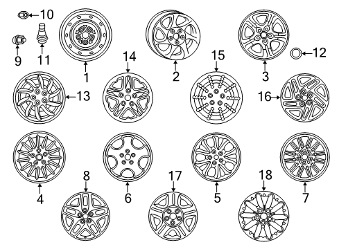 2004 Dodge Intrepid Wheels, Covers & Trim Steel Wheel Diagram for 4782793AB