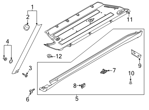 2022 Kia Soul Exterior Trim - Pillars Clip-Side Sill Moulding Mounting Diagram for 87758-D2000