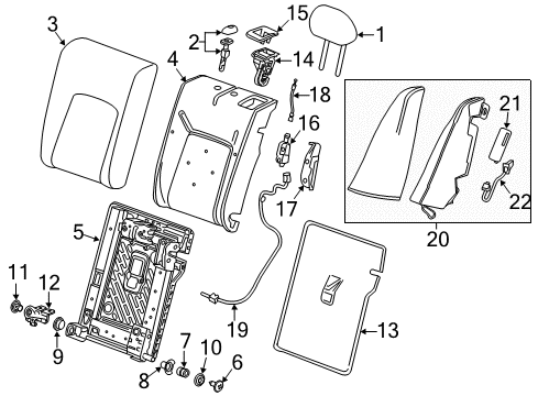 2019 Buick Regal Sportback Rear Seat Components Lock Cable Diagram for 13431465