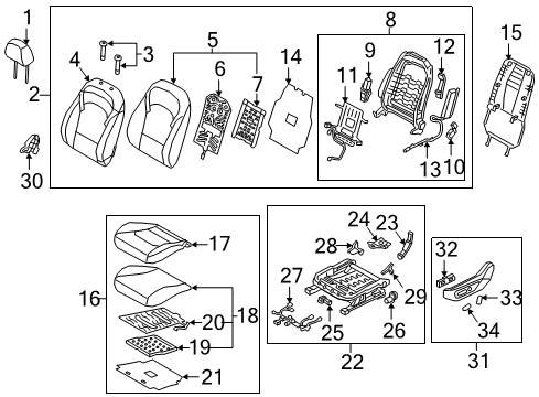 2018 Hyundai Elantra GT Heated Seats Guide Assembly-HEADREST With Lever Diagram for 88720-F2000-TRY