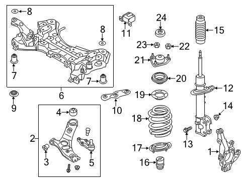 2014 Kia Sorento Suspension Components, Lower Control Arm, Stabilizer Bar Bushing-Crossmember Mounting Diagram for 62486-2W000