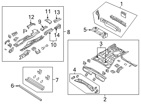 2016 Jeep Patriot Rear Body - Floor & Rails Extension-Rear Rail Diagram for 68025688AA