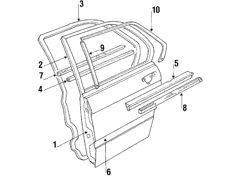 1985 BMW 524td Rear Door Door Weatherstrip Inner Diagram for 51221864675