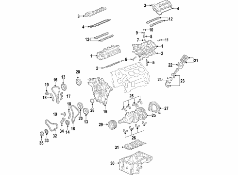 2011 Hyundai Azera Engine Parts, Mounts, Cylinder Head & Valves, Camshaft & Timing, Oil Pan, Oil Pump, Crankshaft & Bearings, Pistons, Rings & Bearings, Variable Valve Timing Camshaft Assembly-Exhaust, RH Diagram for 24700-3C950