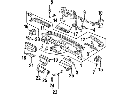 1998 Honda Prelude Instrument Panel Lid, Instrument Panel Side *NH167L* (GRAPHITE BLACK) Diagram for 77218-SL5-A00ZA