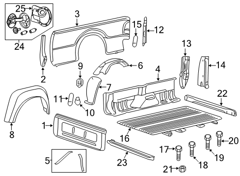 2007 Ford F-250 Super Duty Front & Side Panels Fuel Door Diagram for 7C3Z-99405A26-A