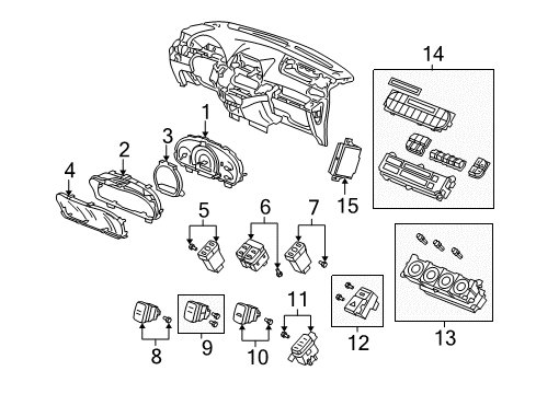 2008 Honda Odyssey Cluster & Switches, Instrument Panel Switch Assy., Vsa Off Diagram for 35300-SHJ-A61