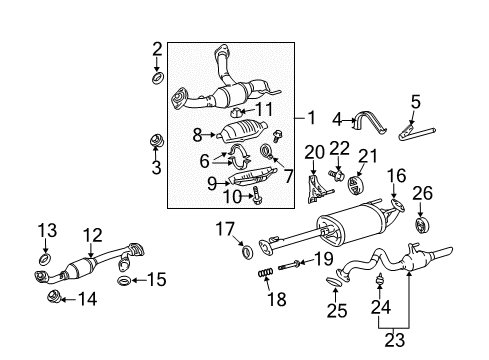 2005 Lexus GX470 Exhaust Components Front Exhaust Pipe Assembly No.2 Diagram for 17450-50121