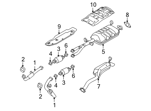 2009 Kia Borrego Exhaust Components Front Exhaust Pipe Diagram for 286102J105