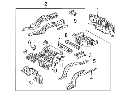 2004 Ford Thunderbird Rear Body & Floor Spare Bracket Diagram for XW4Z-5447076-AA