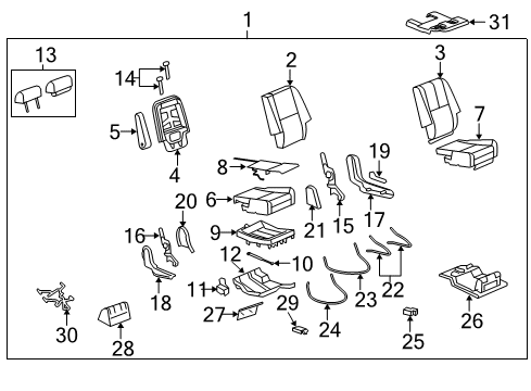 2010 Chevrolet Tahoe Heated Seats Lower Trim Diagram for 15280119