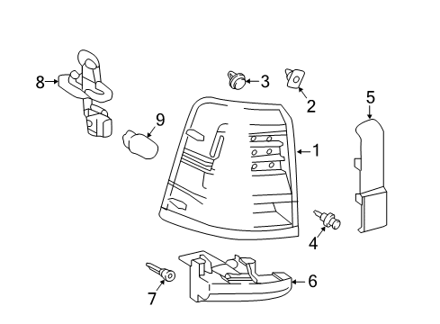 2018 Toyota Land Cruiser Bulbs Tail Lamp Assembly Diagram for 81551-60B90