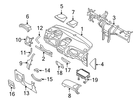 2013 Hyundai Tucson Instrument Panel Panel Assembly-Center Facia, Upper Diagram for 84740-2S050-TAN