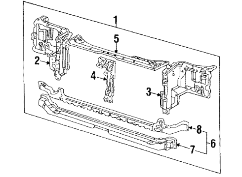 1988 Honda Accord Radiator Support Panel Set, Right Front Bulkhead Diagram for 04601-SE0-A02ZZ
