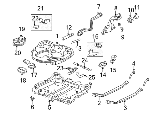 1997 Honda Civic Fuel Supply Bolt, Fuel Tank Mounting (R) Diagram for 17525-S04-A00