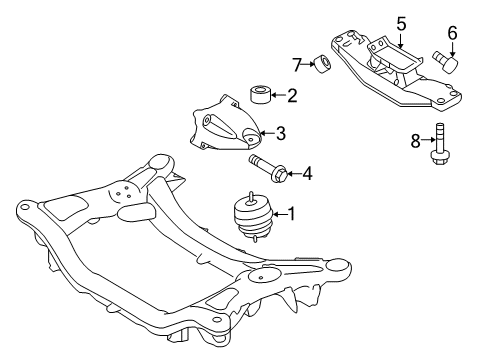 2015 Hyundai Genesis Coupe Engine & Trans Mounting Cross Member Assembly-Transmission Diagram for 21855-2M101