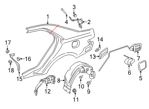 2020 Lincoln Continental Quarter Panel & Components Fuel Door Diagram for GD9Z-54405A26-A