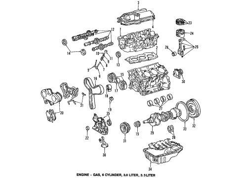 2005 Toyota Camry Engine Parts, Mounts, Cylinder Head & Valves, Camshaft & Timing, Oil Cooler, Oil Pan, Oil Pump, Balance Shafts, Crankshaft & Bearings, Pistons, Rings & Bearings Overhaul Gasket Set Diagram for 04111-0A073