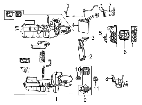 2009 Chrysler Aspen A/C Evaporator & Heater Components Motor-Blower With Wheel Diagram for 5061381AA