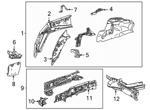 2022 Toyota Sienna Structural Components & Rails Bumper Bracket Diagram for 57013-08080