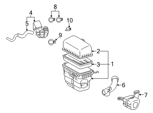 1999 Lexus RX300 Powertrain Control Resonator Sub-Assy, Intake Air Diagram for 17805-20030