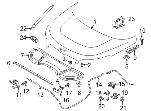 2018 Kia Soul EV Hood & Components, Exterior Trim Lifter-Hood, LH Diagram for 81161E4000