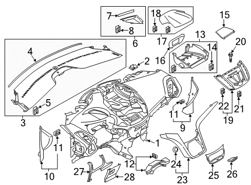 2013 Ford C-Max Instrument Panel Components Instrument Panel Retainer Diagram for CJ5Z-5810968-A