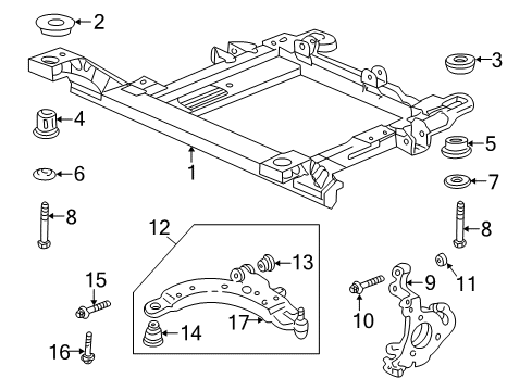 2006 Chevrolet Monte Carlo Front Suspension Components, Lower Control Arm, Stabilizer Bar Upper Insulator Diagram for 15240243