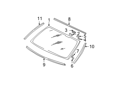 2001 Honda Civic Back Glass, Reveal Moldings Cover, Terminal Diagram for 73223-S5A-900