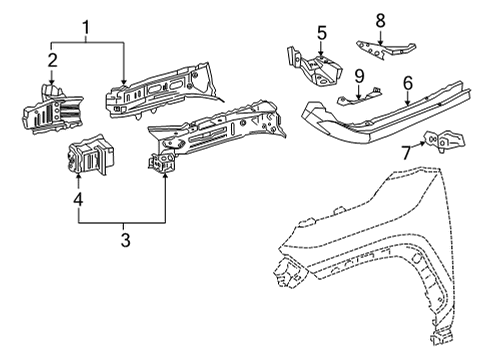 2022 Lexus NX350 Structural Components & Rails BRACKET SUB-ASSY, FR Diagram for 57013-78010