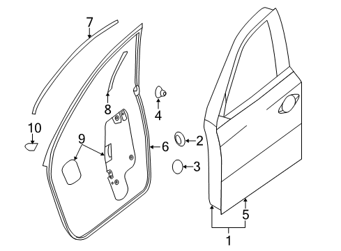 2016 Nissan Pathfinder Front Door Door Assy-Front, RH Diagram for 80100-3KA3A