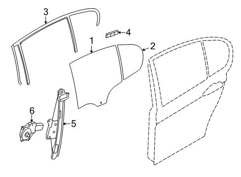 2016 BMW 328i xDrive Rear Door Window Guide, Left Rear Door Diagram for 51357414535