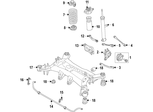 2020 Toyota GR Supra Rear Suspension Components, Lower Control Arm, Upper Control Arm, Ride Control, Stabilizer Bar Coil Spring Diagram for 48231-WAA05