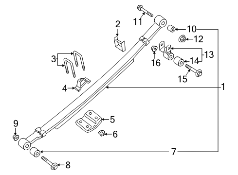 2019 Nissan Titan Rear Suspension Spring Assy-Leaf, Rear Diagram for 55020-9FS1B