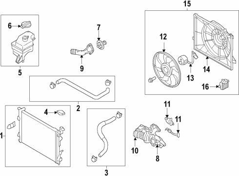 2017 Hyundai Sonata Cooling System, Radiator, Water Pump, Cooling Fan Blower Assembly Diagram for 25380-E6000