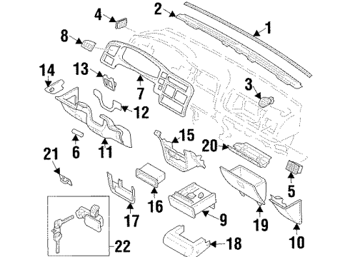 1995 Isuzu Rodeo Cluster & Switches, Instrument Panel Striker, Glove Box Diagram for 8-97064-753-0