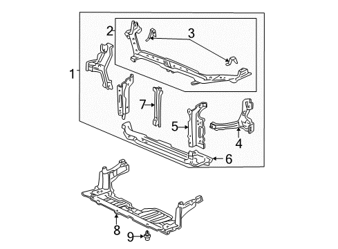 2002 Honda Civic Radiator Support Frame Set, Front Diagram for 04602-S5A-A01ZZ