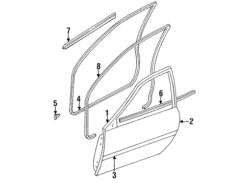 1997 Ford Aspire Door & Components Molding Diagram for F9RZ5820879AAPTM